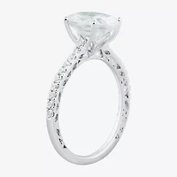 (H-I / Si1-Si2) Womens 2 3/4 CT. T.W. Lab Grown White Diamond 10K Gold Oval Side Stone Engagement Ring