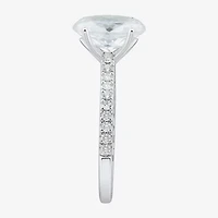 (H-I / Si1-Si2) Womens 2 3/4 CT. T.W. Lab Grown White Diamond 10K Gold Oval Side Stone Engagement Ring