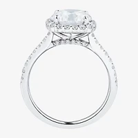 (H-I / Si1-Si2) Womens 3 CT. T.W. Lab Grown White Diamond 14K Gold Round Side Stone Halo Engagement Ring