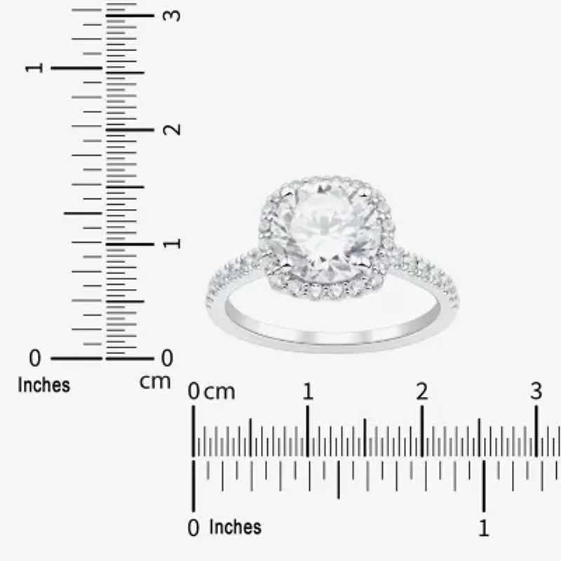 (H-I / Si1-Si2) Womens 3 CT. T.W. Lab Grown White Diamond 14K Gold Round Side Stone Halo Engagement Ring