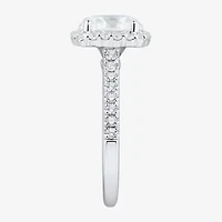 (H-I / Si1-Si2) Womens 3 CT. T.W. Lab Grown White Diamond 14K Gold Round Side Stone Halo Engagement Ring