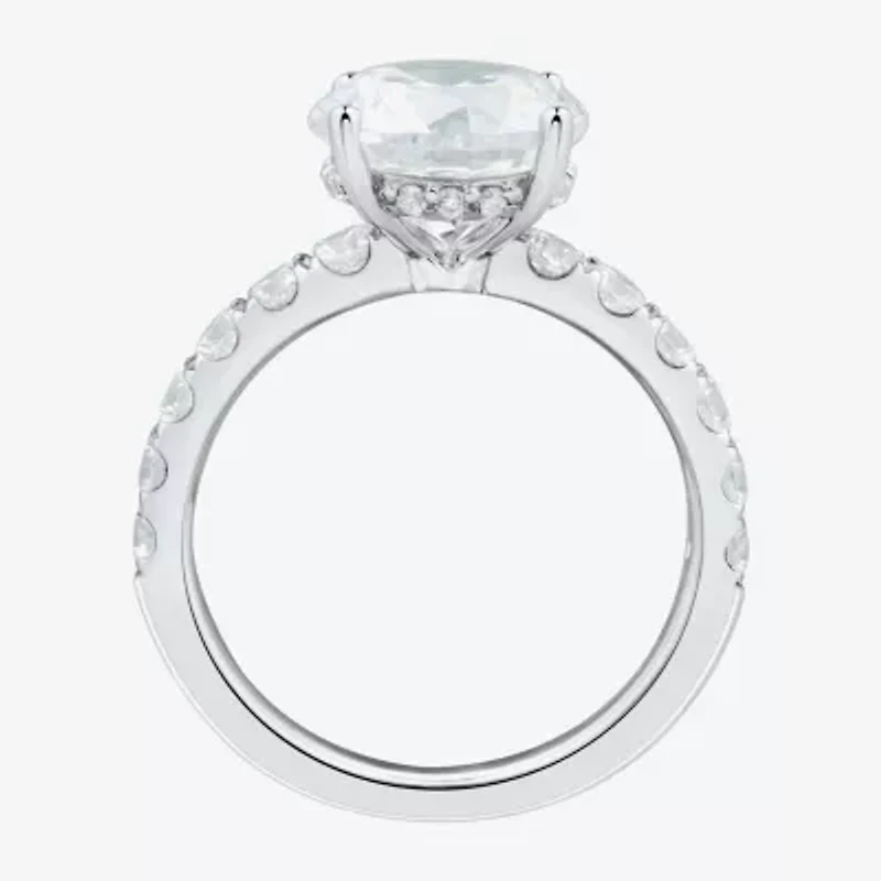 (H-I / Si2) Womens 3 3/4 CT. T.W. Lab Grown White Diamond 14K Gold Round Side Stone Engagement Ring