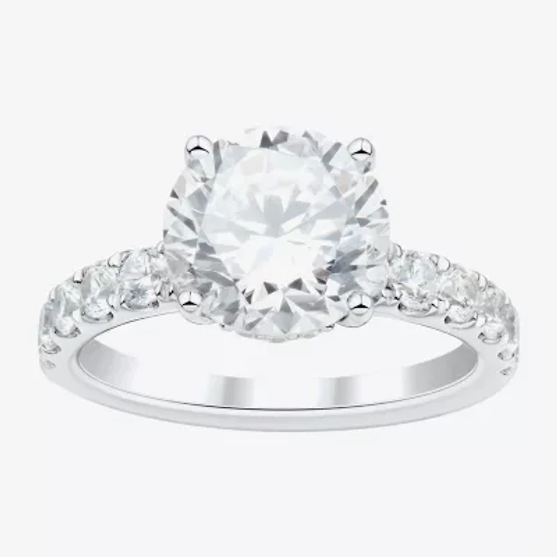 (H-I / Si2) Womens 3 3/4 CT. T.W. Lab Grown White Diamond 14K Gold Round Side Stone Engagement Ring