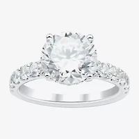 (H-I / Si2) Womens 3 3/4 CT. T.W. Lab Grown White Diamond 14K Gold Round Side Stone Engagement Ring
