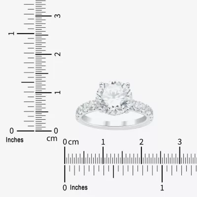 (H-I / Si2) Womens 3 3/4 CT. T.W. Lab Grown White Diamond 14K Gold Round Side Stone Engagement Ring