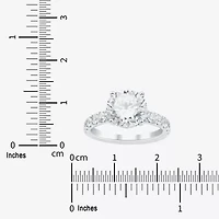 (H-I / Si2) Womens 3 3/4 CT. T.W. Lab Grown White Diamond 14K Gold Round Side Stone Engagement Ring