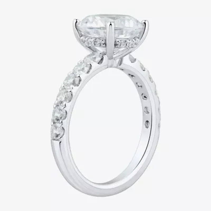 (H-I / Si2) Womens 3 3/4 CT. T.W. Lab Grown White Diamond 14K Gold Round Side Stone Engagement Ring