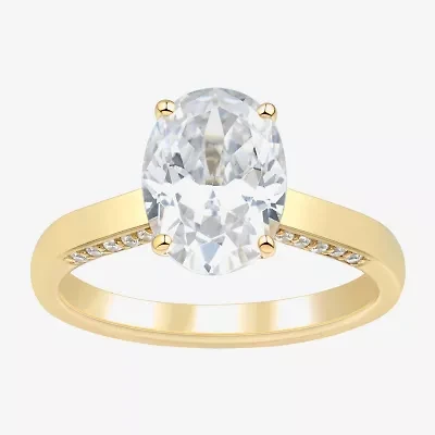 (H-I / Si1-Si2) Womens 2 3/4 CT. T.W. Lab Grown White Diamond 10K Gold Oval Solitaire Engagement Ring