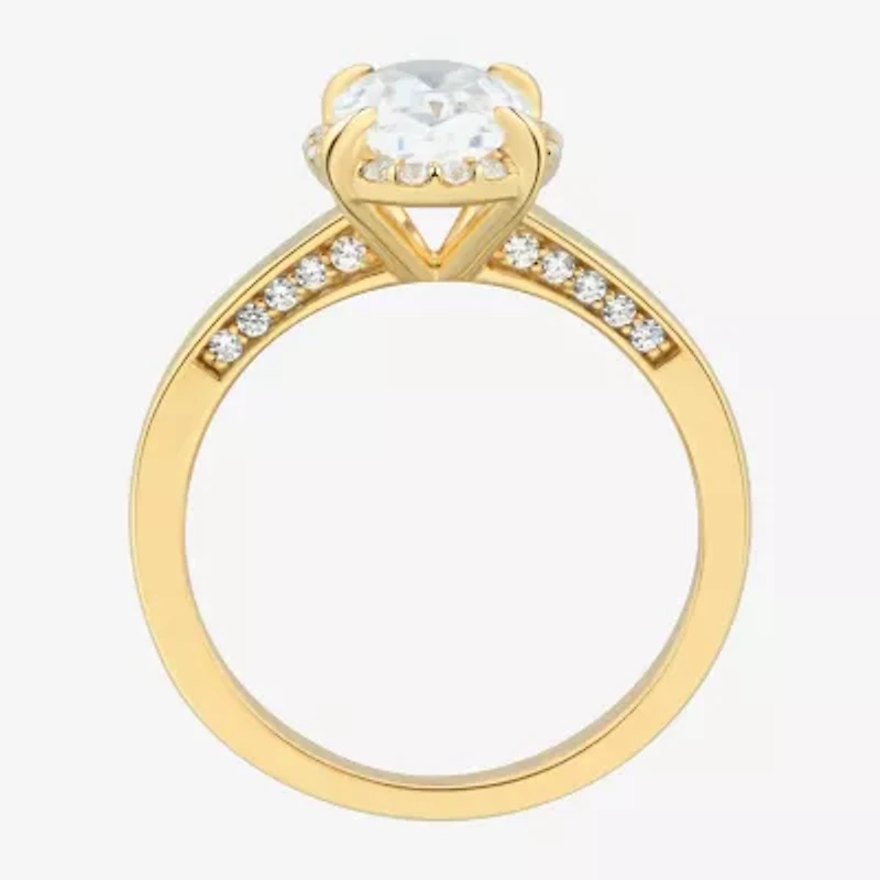 (H-I / Si1-Si2) Womens 2 CT. T.W. Lab Grown White Diamond 10K Gold Oval Halo Engagement Ring