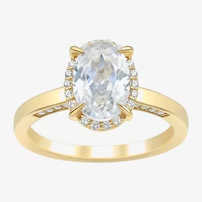 (H-I / Si1-Si2) Womens 2 CT. T.W. Lab Grown White Diamond 10K Gold Oval Halo Engagement Ring