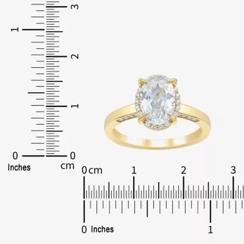 (H-I / Si1-Si2) Womens 2 CT. T.W. Lab Grown White Diamond 10K Gold Oval Halo Engagement Ring