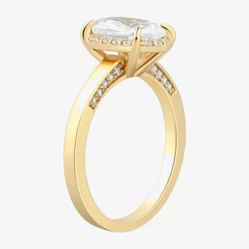 (H-I / Si1-Si2) Womens 2 CT. T.W. Lab Grown White Diamond 10K Gold Oval Halo Engagement Ring
