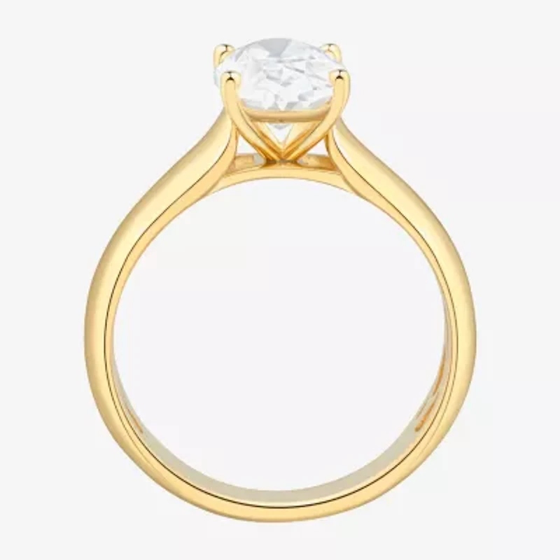 (H-I / Si1-Si2) Womens 2 CT. T.W. Lab Grown White Diamond 14K Gold Oval Solitaire Engagement Ring