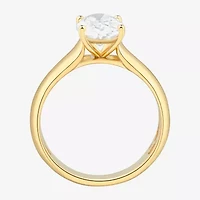 (H-I / Si1-Si2) Womens 2 CT. T.W. Lab Grown White Diamond 14K Gold Oval Solitaire Engagement Ring