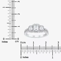 (H-I / Si1-Si2) Womens 1 1/4 CT. T.W. Lab Grown White Diamond Sterling Silver Side Stone 3-Stone Engagement Ring