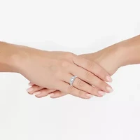(H-I / Si1-Si2) Womens 1 1/4 CT. T.W. Lab Grown White Diamond Sterling Silver Side Stone 3-Stone Engagement Ring