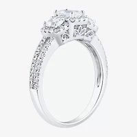 (H-I / Si1-Si2) Womens 1 1/4 CT. T.W. Lab Grown White Diamond Sterling Silver Side Stone 3-Stone Engagement Ring