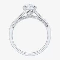 (H-I / Si1-Si2) Womens 3/4 CT. T.W. Lab Grown White Diamond Sterling Silver Oval Halo Engagement Ring