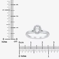 (H-I / Si1-Si2) Womens 3/4 CT. T.W. Lab Grown White Diamond Sterling Silver Oval Halo Engagement Ring