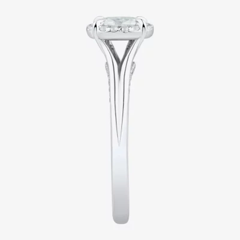 (H-I / Si1-Si2) Womens 3/4 CT. T.W. Lab Grown White Diamond Sterling Silver Oval Halo Engagement Ring