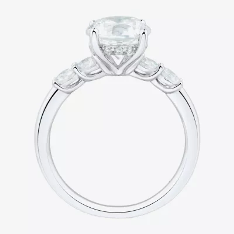 (H-I / Si1-Si2) Womens 2 1/2 CT. T.W. Lab Grown White Diamond 10K Gold Round Side Stone Engagement Ring