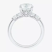 (H-I / Si1-Si2) Womens 2 1/2 CT. T.W. Lab Grown White Diamond 10K White Gold Round Side Stone Engagement Ring