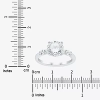 (H-I / Si1-Si2) Womens 2 1/2 CT. T.W. Lab Grown White Diamond 10K White Gold Round Side Stone Engagement Ring