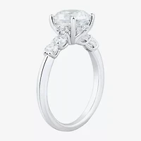(H-I / Si1-Si2) Womens 2 1/2 CT. T.W. Lab Grown White Diamond 10K White Gold Round Side Stone Engagement Ring