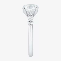 (H-I / Si1-Si2) Womens 2 1/2 CT. T.W. Lab Grown White Diamond 10K White Gold Round Side Stone Engagement Ring