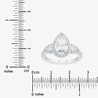 Womens 3 CT. T.W. Lab Grown White Diamond 14K Gold Pear Side Stone 3-Stone Engagement Ring