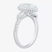 Womens 3 CT. T.W. Lab Grown White Diamond 14K Gold Pear Side Stone 3-Stone Engagement Ring