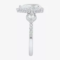 Womens 3 CT. T.W. Lab Grown White Diamond 14K Gold Pear Side Stone 3-Stone Engagement Ring