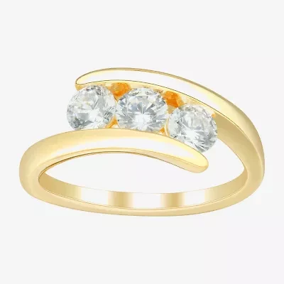 Love Lives Forever (H-I / Si2) Womens 1 CT. T.W. Lab Grown White Diamond 10K Gold 3-Stone Bypass  Engagement Ring