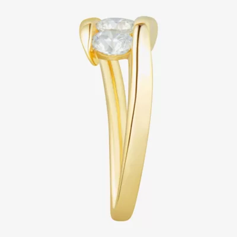 Love Lives Forever (H-I / Si2) Womens 1 CT. T.W. Lab Grown White Diamond 10K Gold 3-Stone Bypass  Engagement Ring