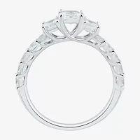 Love Lives Forever Womens 1 1/2 CT. T.W. White Diamond 10K Gold Round Side Stone 3-Stone Engagement Ring