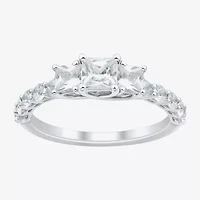 Love Lives Forever Womens 1 1/2 CT. T.W. White Diamond 10K Gold Round Side Stone 3-Stone Engagement Ring