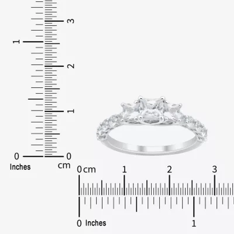 Love Lives Forever Womens 1 1/2 CT. T.W. White Diamond 10K Gold Round Side Stone 3-Stone Engagement Ring