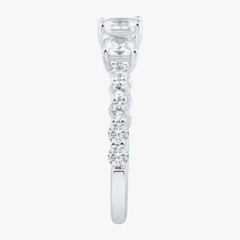 Love Lives Forever Womens 1 1/2 CT. T.W. White Diamond 10K Gold Round Side Stone 3-Stone Engagement Ring