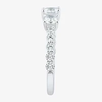 Love Lives Forever Womens 1 1/2 CT. T.W. White Diamond 10K Gold Round Side Stone 3-Stone Engagement Ring