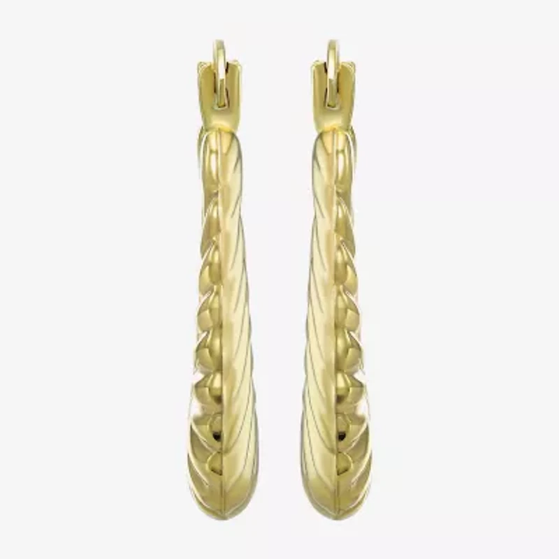 Croissant Womens 10K Gold 22mm Round Hoop Earrings