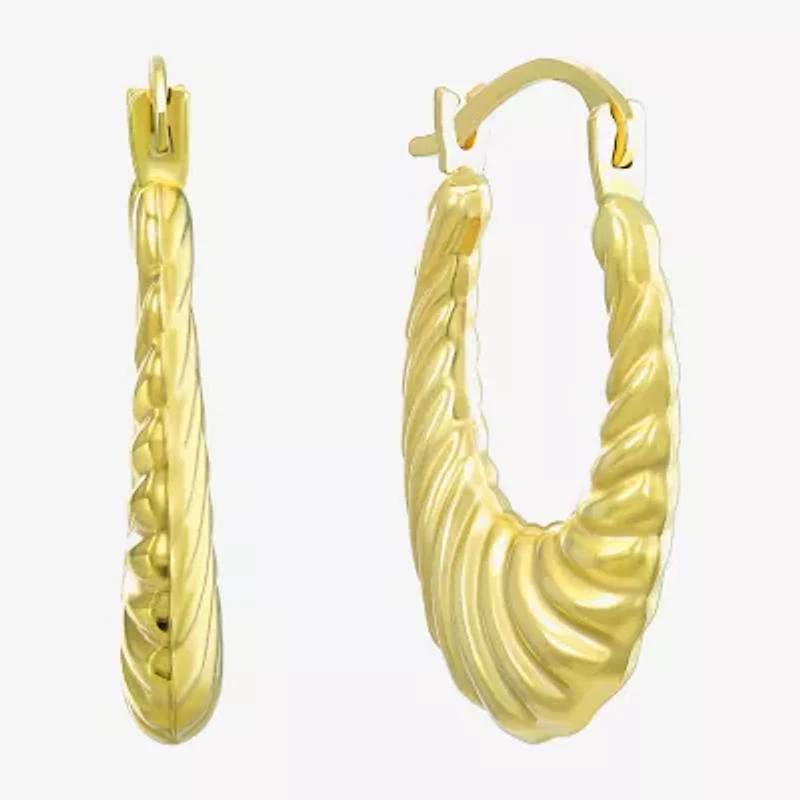 Croissant Womens 10K Gold 22mm Round Hoop Earrings