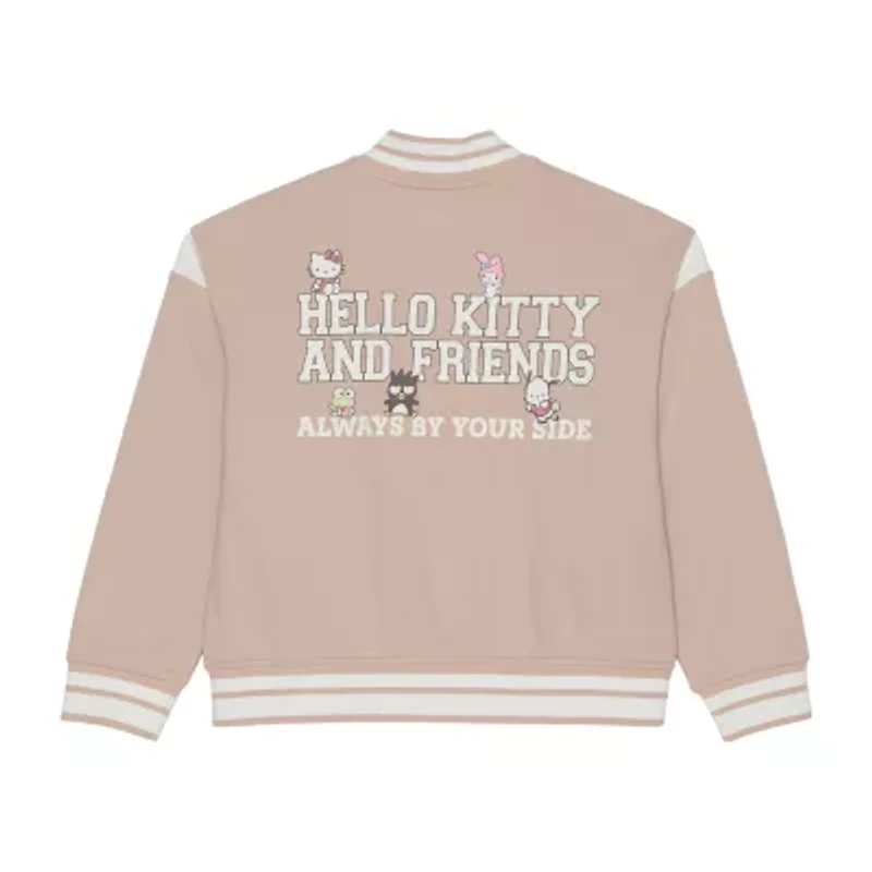 Little & Big Kid Girls Hello Kitty Fleece Lightweight Varsity Jacket