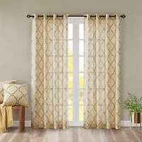 Madison Park Westmont Fretwork Print Grommet Top Light-Filtering Single Curtain Panel