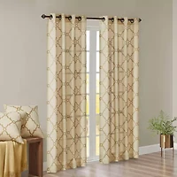 Madison Park Westmont Fretwork Print Grommet Top Light-Filtering Single Curtain Panel