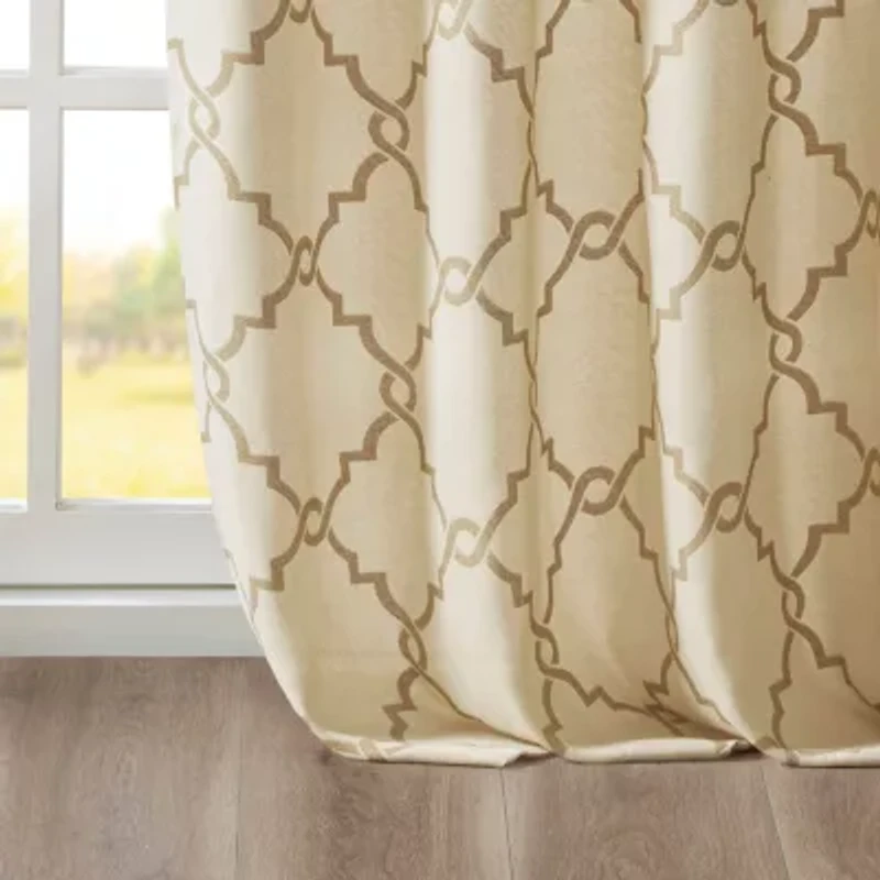 Madison Park Westmont Fretwork Print Grommet Top Light-Filtering Single Curtain Panel