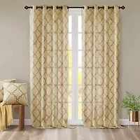 Madison Park Westmont Fretwork Print Grommet Top Light-Filtering Single Curtain Panel