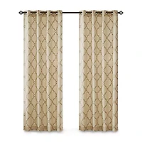 Madison Park Westmont Fretwork Print Grommet Top Light-Filtering Single Curtain Panel