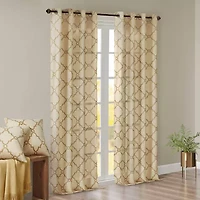 Madison Park Westmont Fretwork Print Grommet Top Light-Filtering Single Curtain Panel