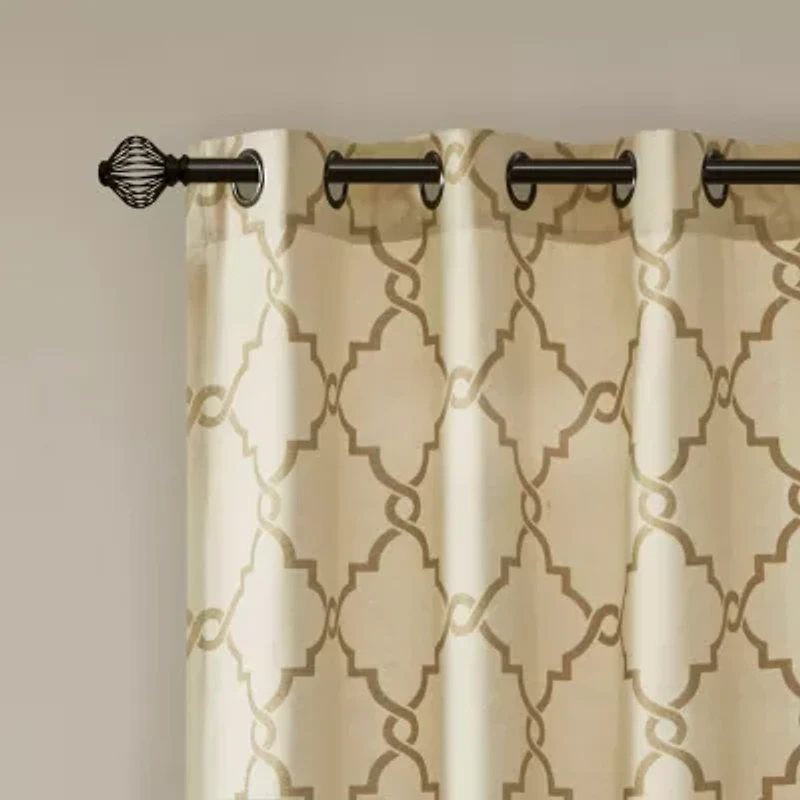 Madison Park Westmont Fretwork Print Grommet Top Light-Filtering Single Curtain Panel
