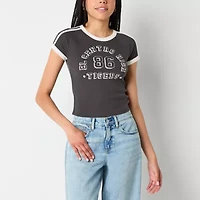 Arizona Womens Crew Neck Short Sleeve Juniors Graphic T-Shirt